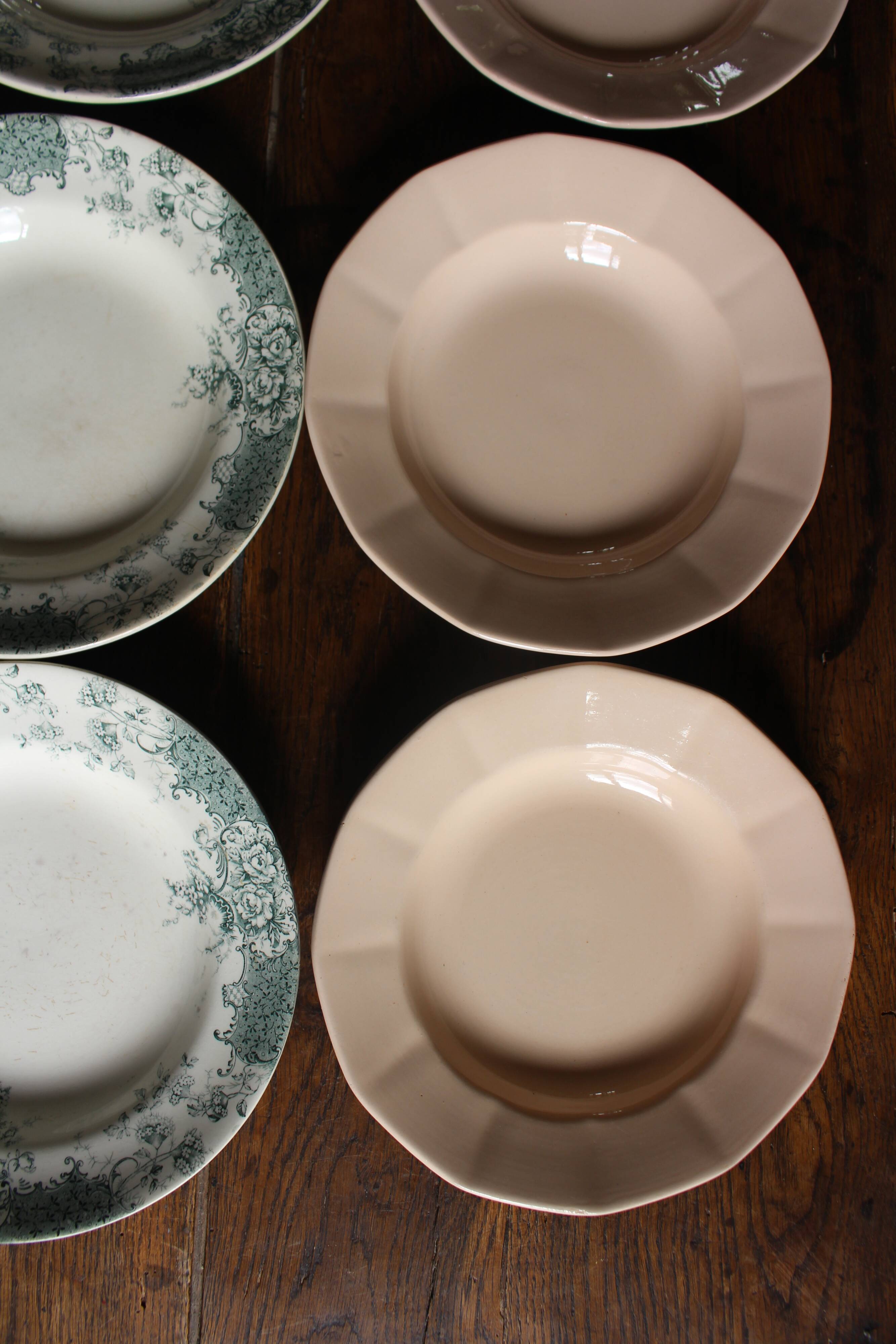 A set of 6 deep plates Fécamp Choisy le Roi Terre de Fer Rose Digoin.