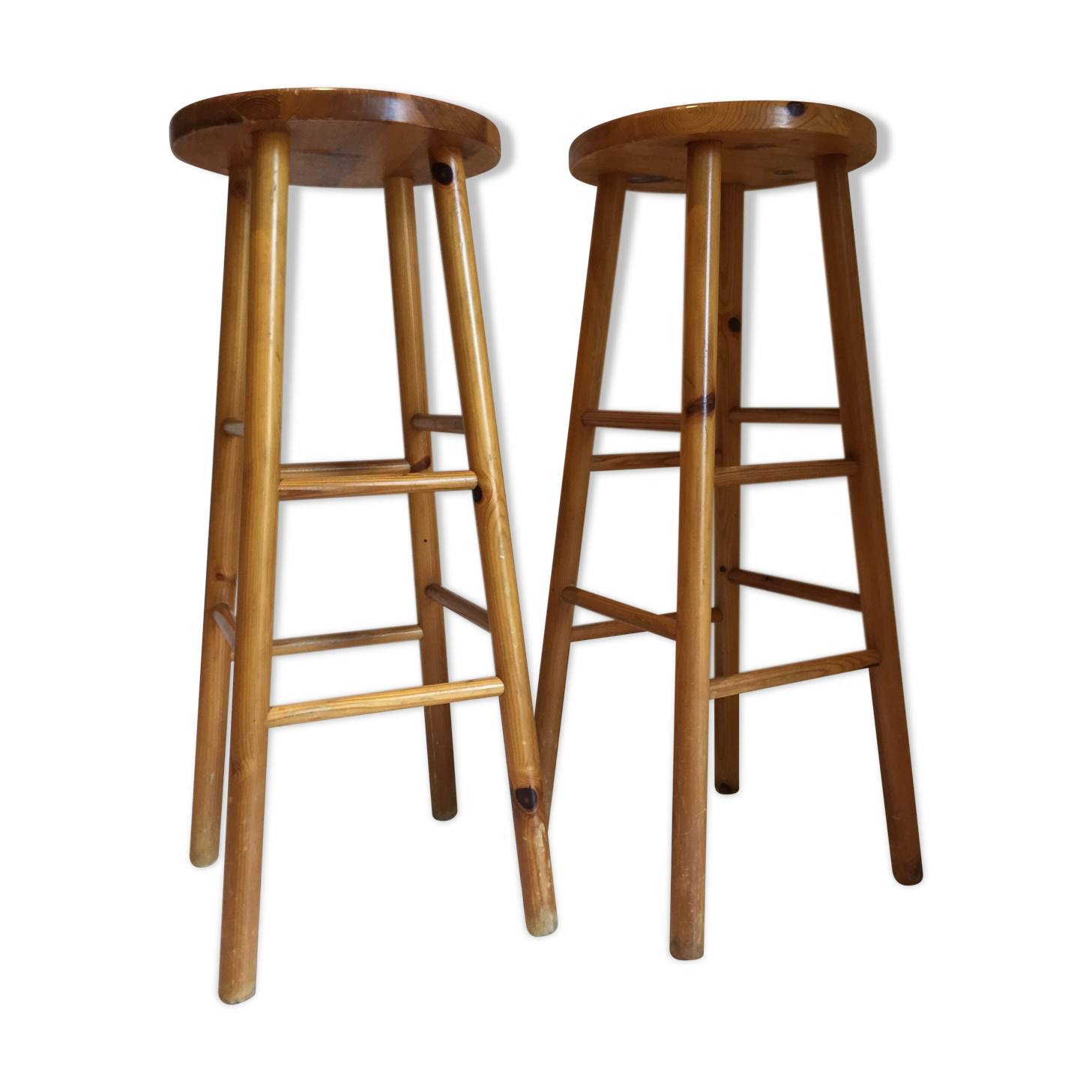 Paire de tabourets vintage en bois