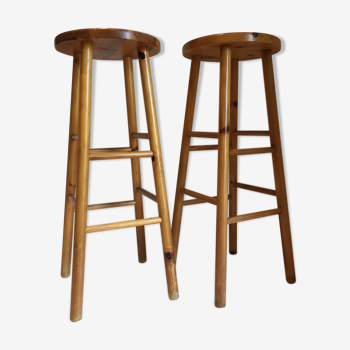 Pair of vintage wooden stools