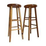 Paire de tabourets vintage en bois