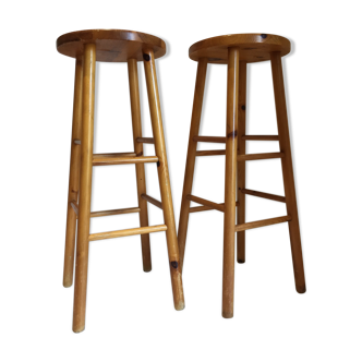 Paire de tabourets vintage en bois