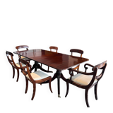 Antique Georgian twin pedestals dining table and 10 chairs