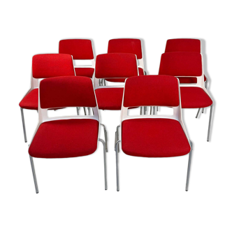 Set of 8 vintage stackable chairs Fröscher KG Design 1960