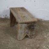 Vintage handcrafted raw foot stool