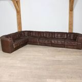 De Sede DS-11 Modular Sofa In Brown Patchwork Leather, Switzerland 1970s