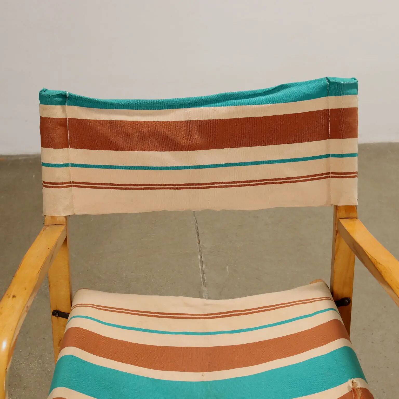 Vintage folding chair from the 1950s-60s in beech and fabric, Italy.