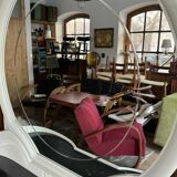 Space Age vanity table with large oval mirror