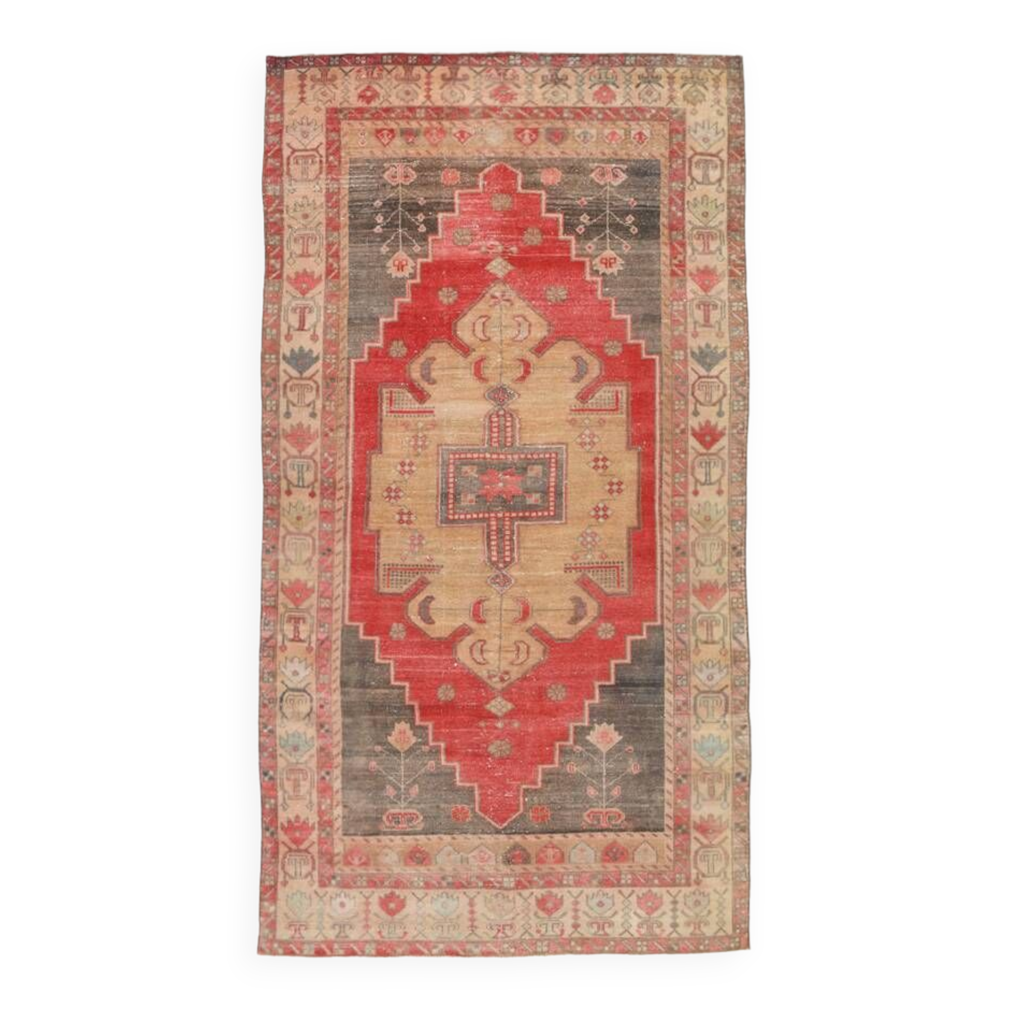 5x9 Classic & Bordered Red Vintage Rug, 146x267Cm