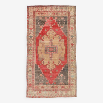 Tapis vintage rouge classique et bordé 5 x 9, 146 x 267 cm