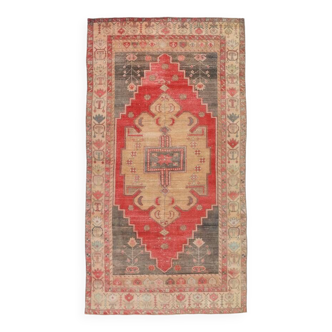 Tapis vintage rouge classique et bordé 5 x 9, 146 x 267 cm