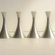 Set of 4 Art Deco candle holders by Just Andersen from the 1940s - fine elegant minimalist design.