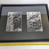 Vintage framed silver prints, petroglyphs of Easter Island, ethnological mission from 1970