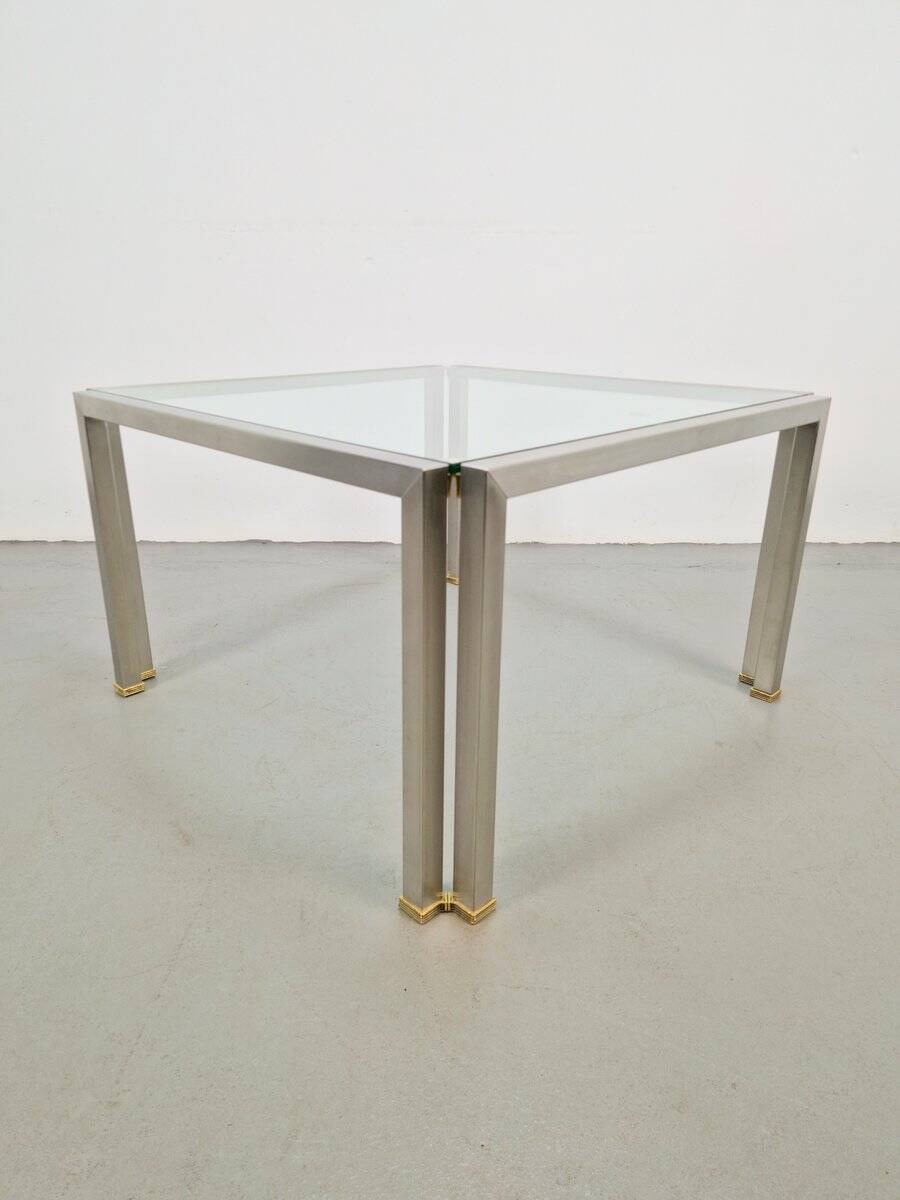 Table basse Regency T28 en laiton et verre de Peter Ghyczy, années 1970