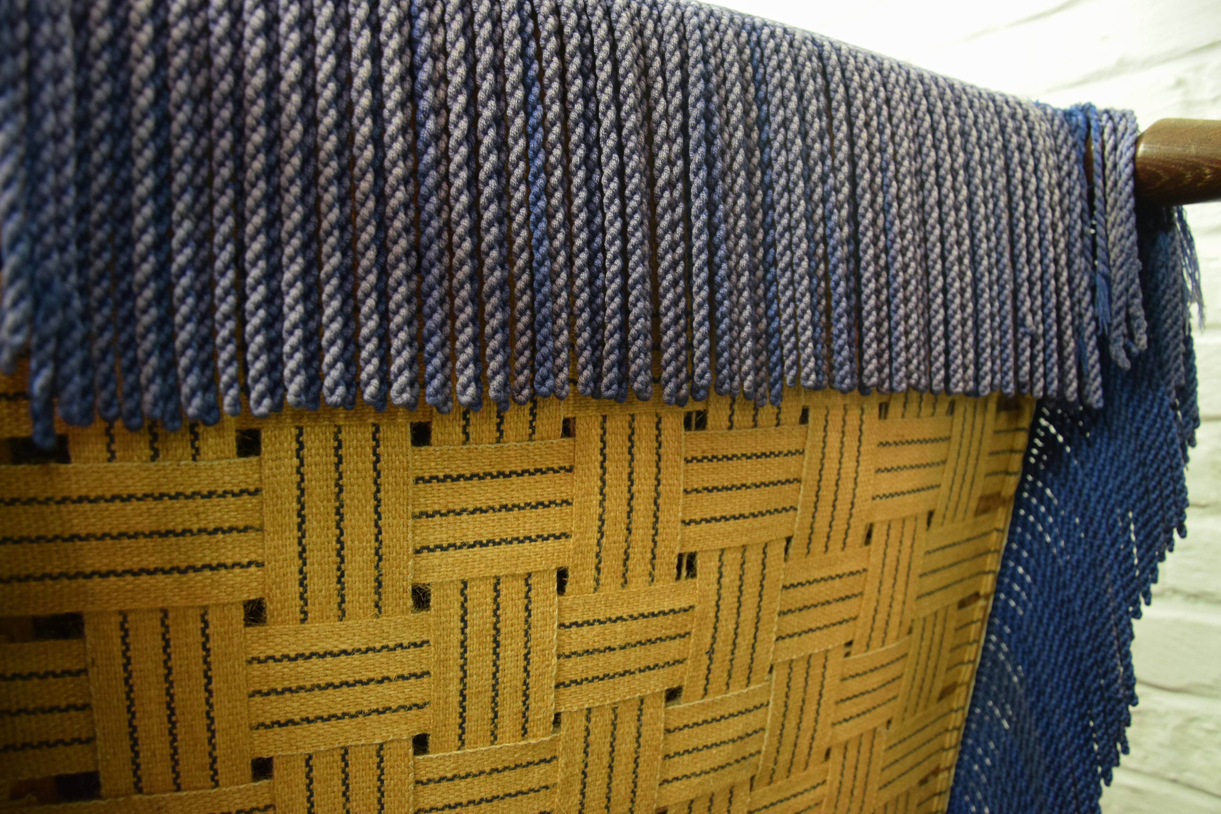 Blue velvet armchair