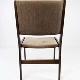 Set of five dining room chairs in dark wood and dark fabric of danish design by Farstrup, 1960s