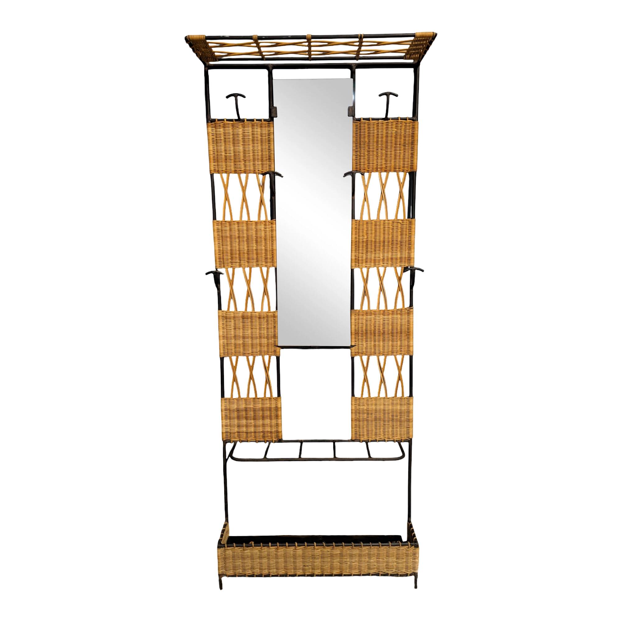 Vestiaire, portemanteau en rotin, années 70