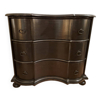 Black lacquered baroque chest of drawers