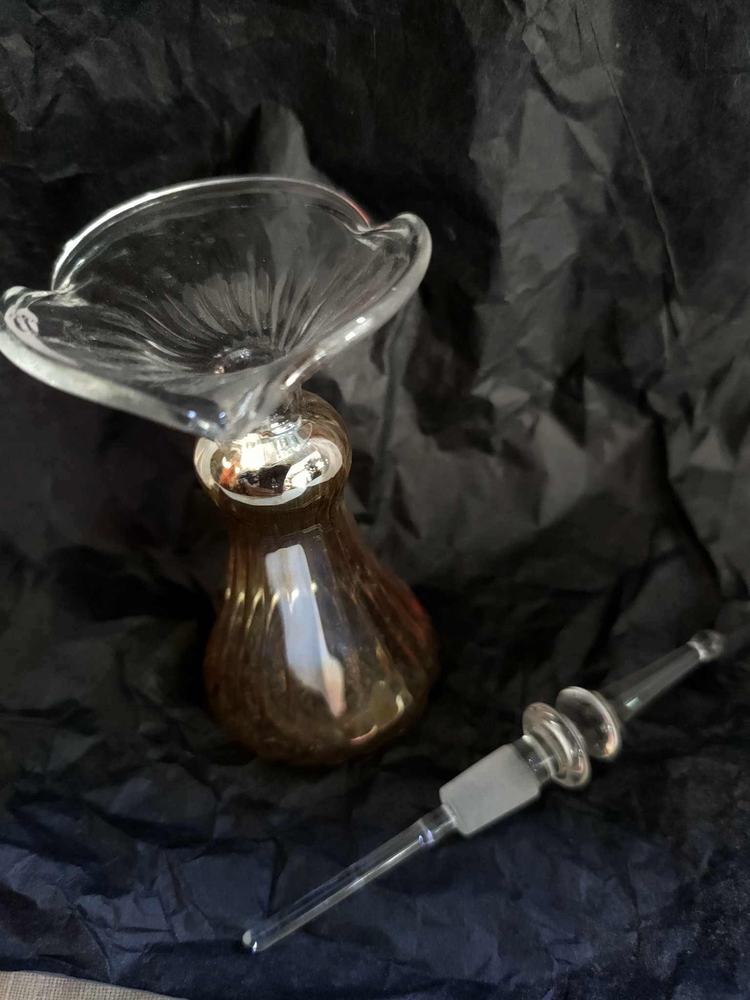 Blown glass perfume bottle