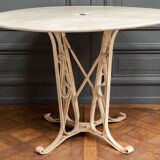 Table en tôle peinte salon de jardin ferronnerie 1950 piétement