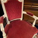 18th century Louis XVI red velvet cabriolet armchair