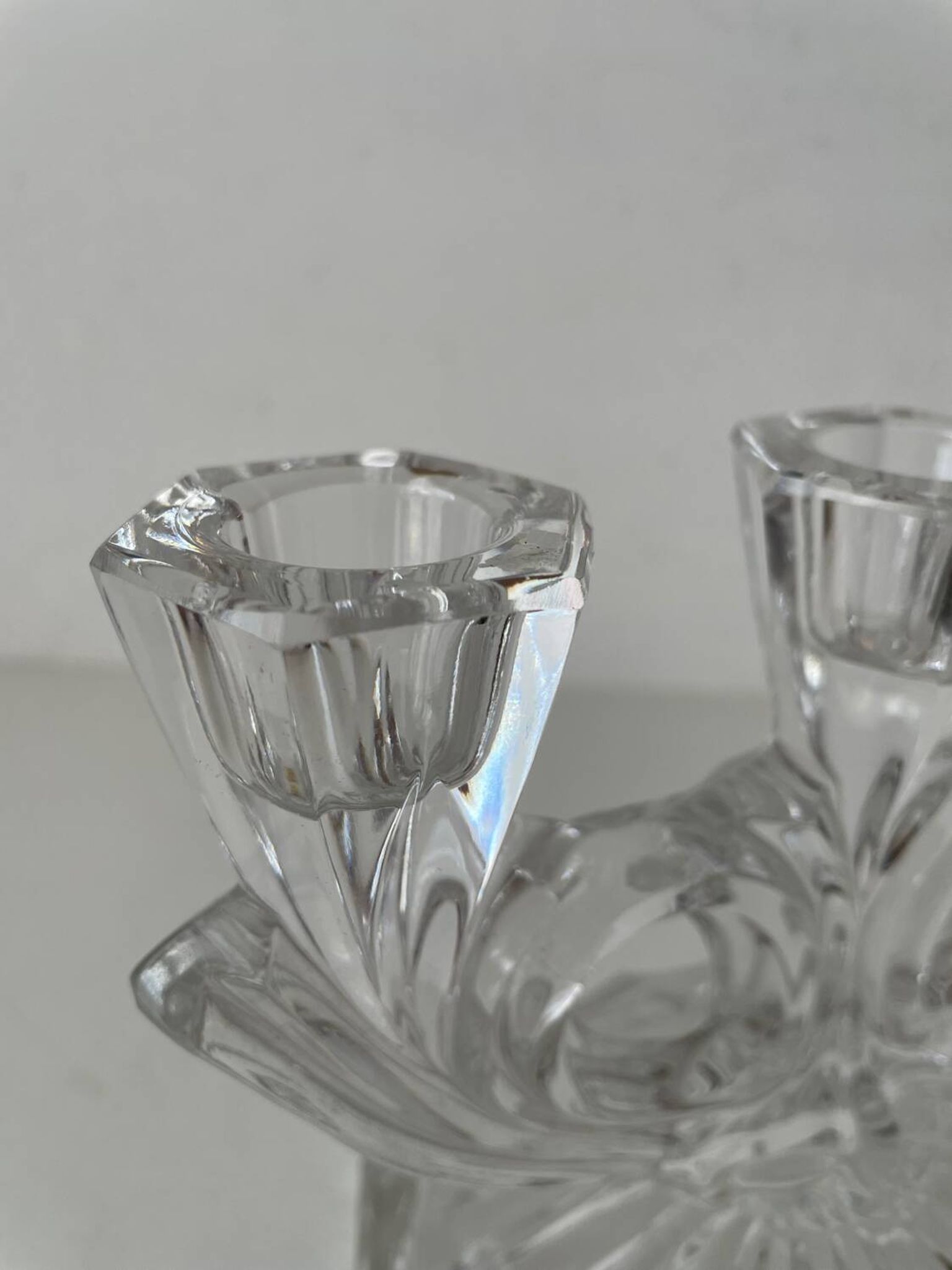 Bougeoir en verre annees 50