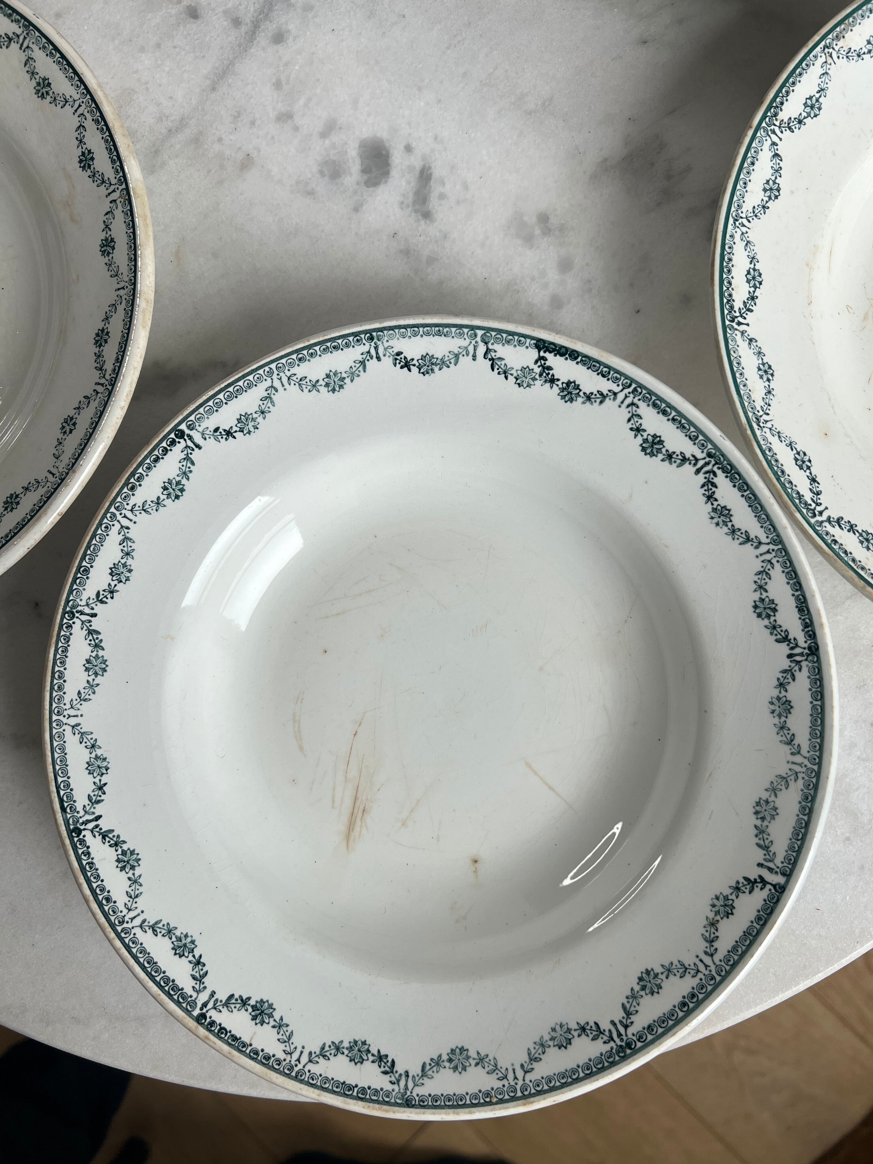 Ironstone set of 5 deep plates St Amand