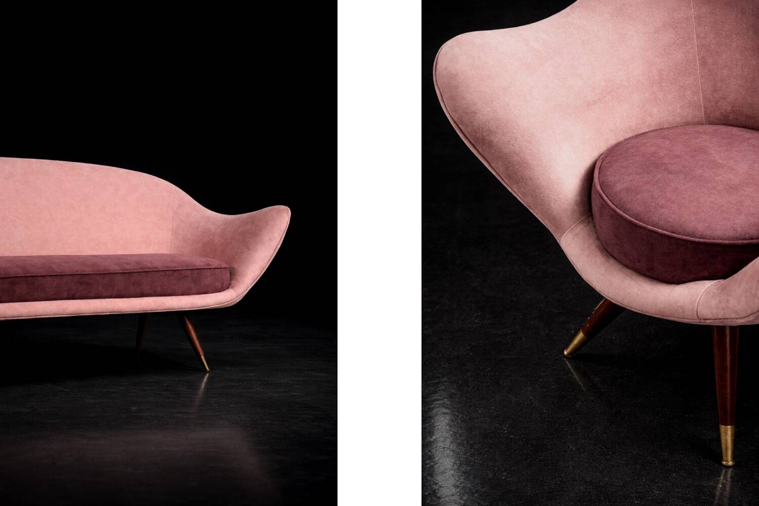 Vintage Mid-Century Space Age Velour Lounge Set from Paged, 1972, Set of 3