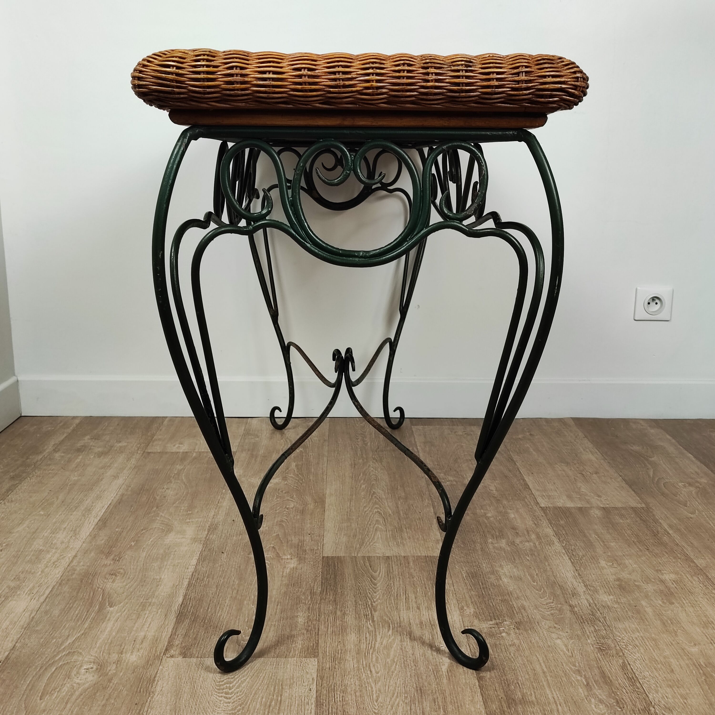 Console rotin et fer forgé