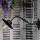 Black gooseneck courtyard wall lamp