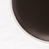 Vintage Thonet Stool – White Lacquered Wood & Brown Leather – 1990s–2000s