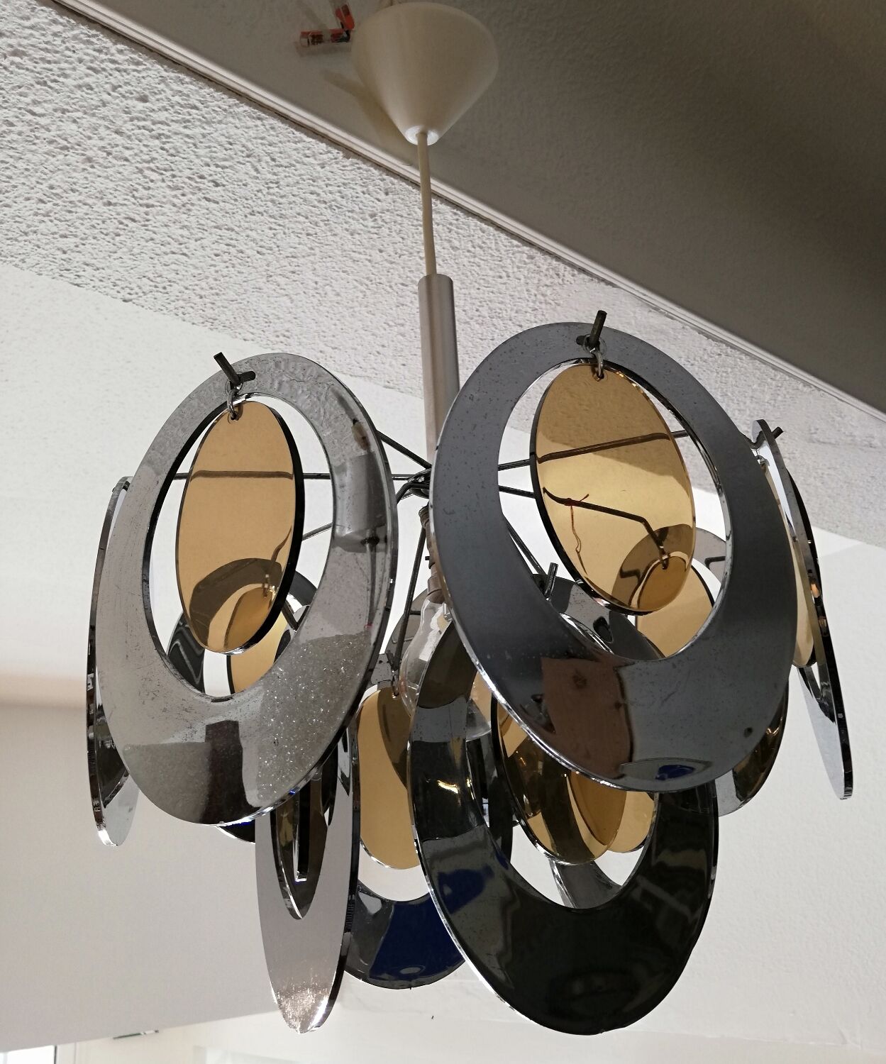 Metal chandelier and plexiglass 70s