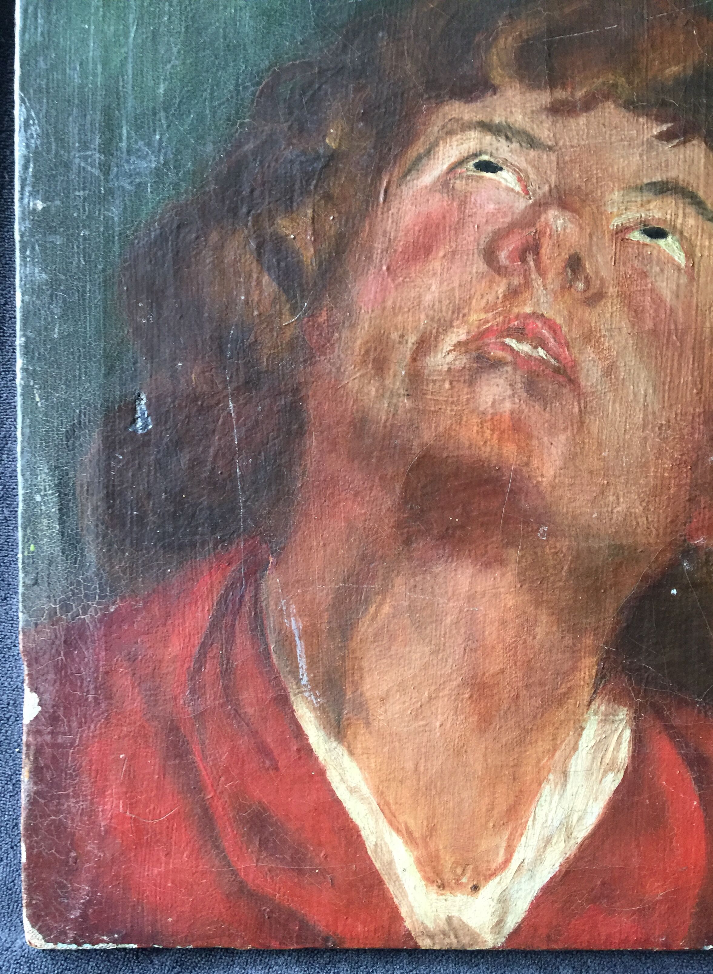 "portrait of man" oil on canvas signed mantovani 1918