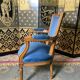 Louis XVI style convertible armchair blue velvet