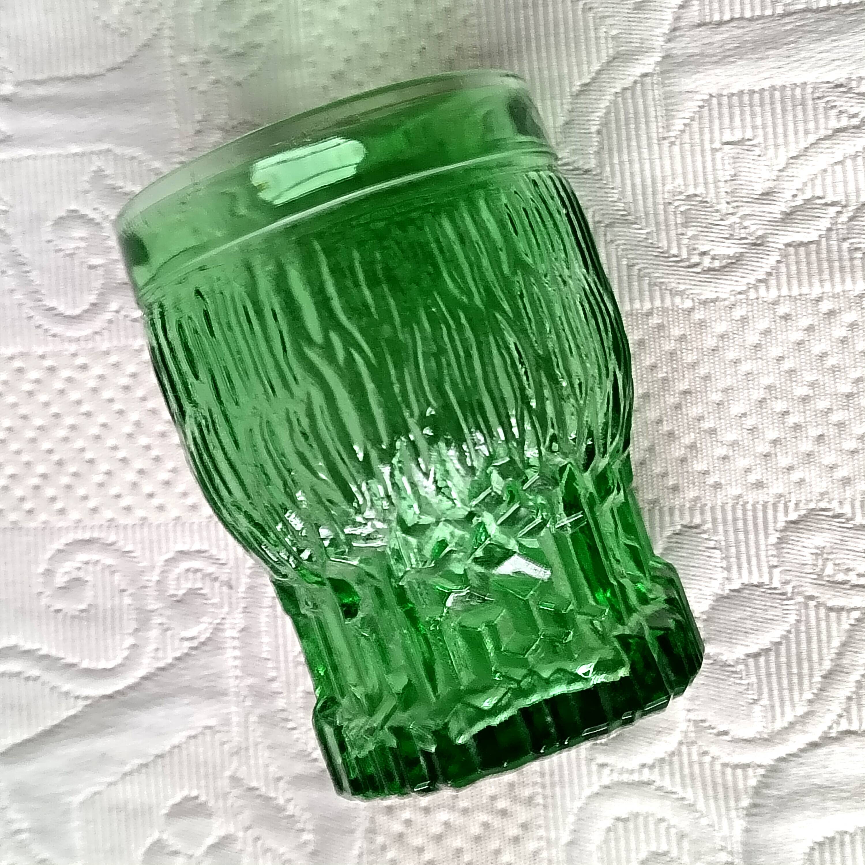 Vintage Bormioli green lemonade service from the 1970s, jug and glasses from Italy.