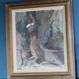 1960's Original Swedish Modernist Oil on Canvas " Study of Hunters Game Rabbit" by Johan Bladh