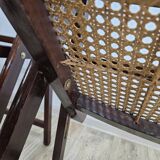 Folding wooden chairs with raffia, 1970s.