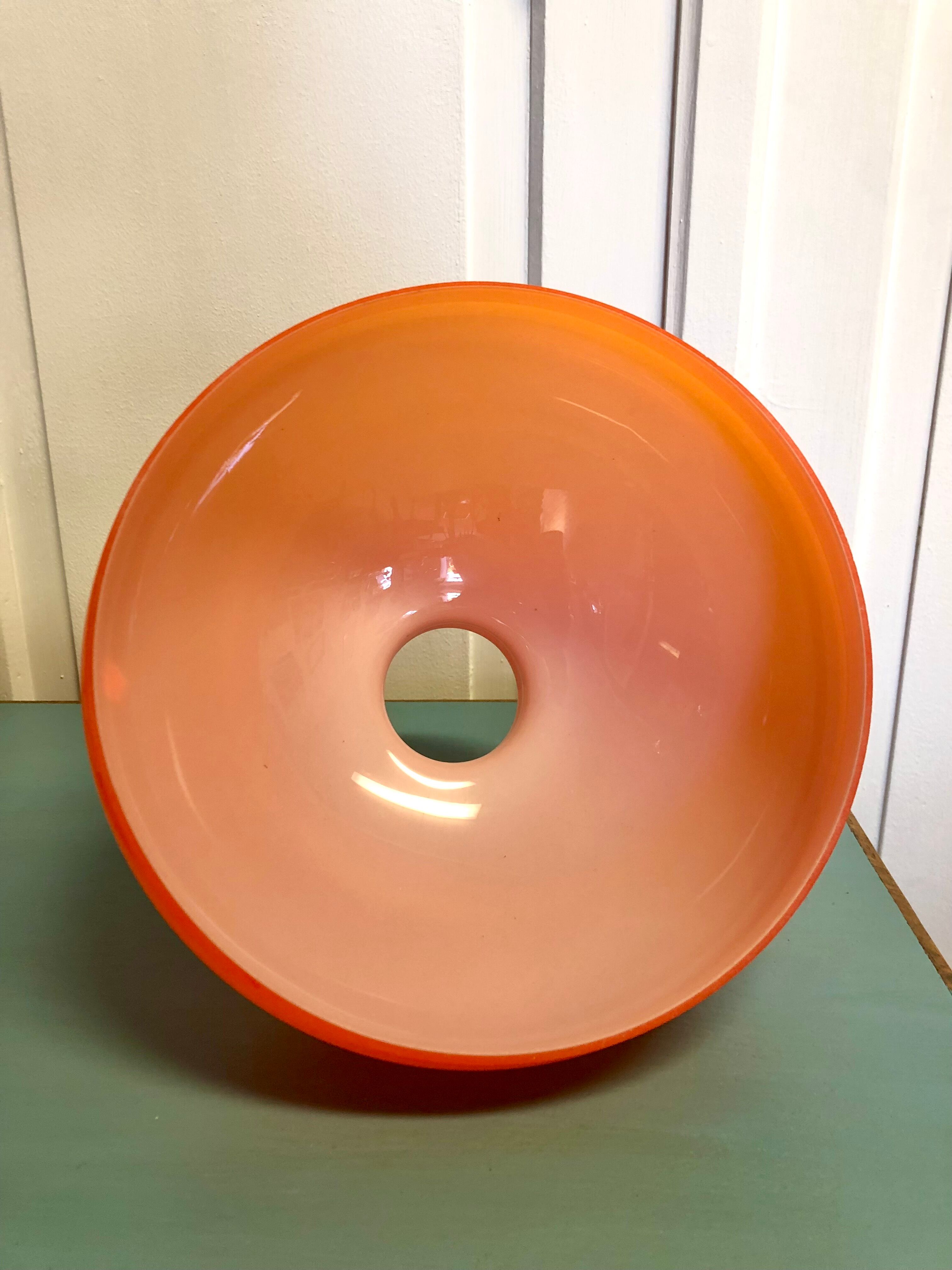 Abat-jour opaline orange années 70