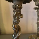 Pair of candlesticks with naturalistic decorations (gothic art nouveau) snake, salamander