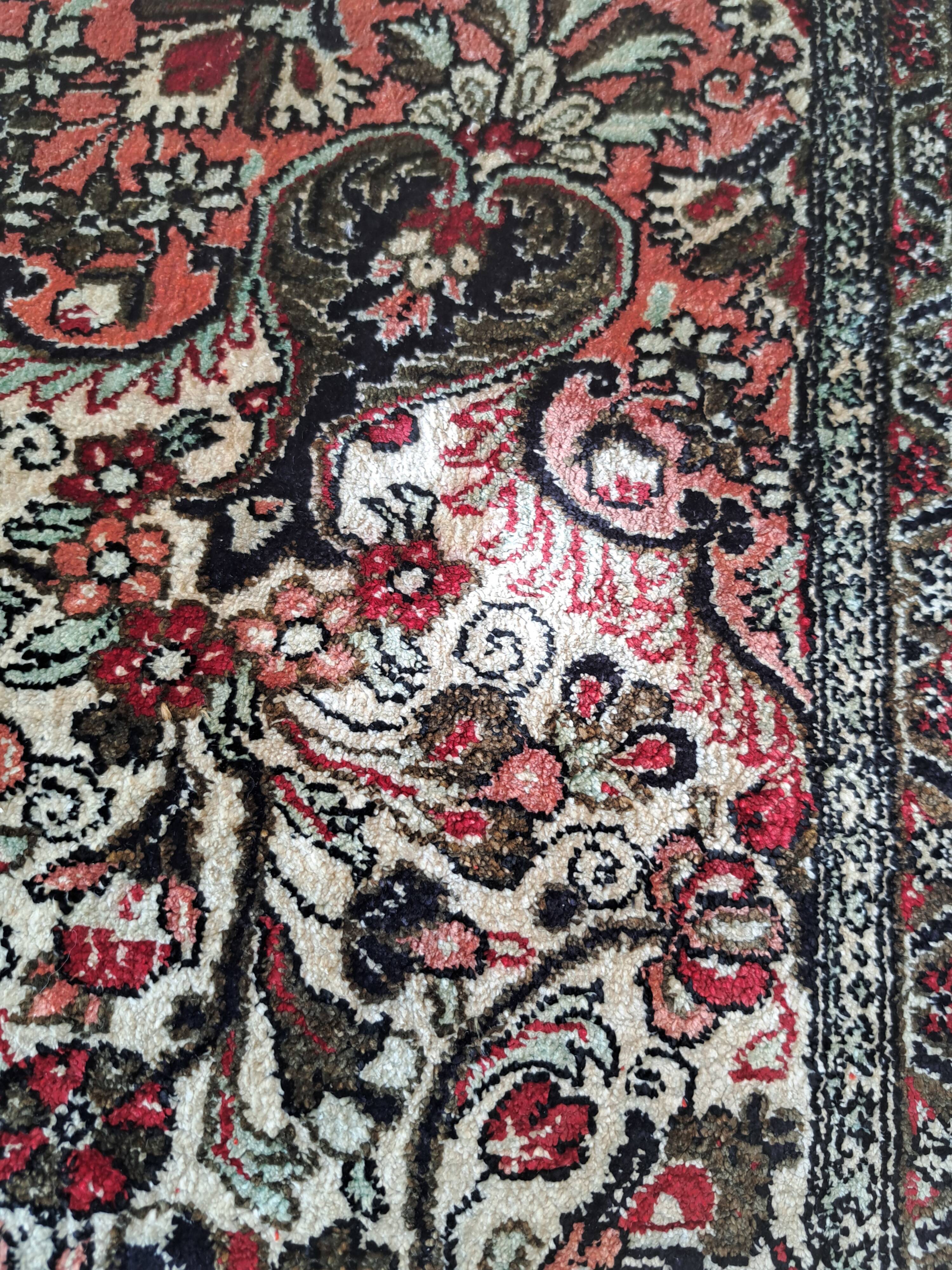 Qom/Ghom carpet, multicoloured (brown, yellow, blue, red), 135x210cm, Iran