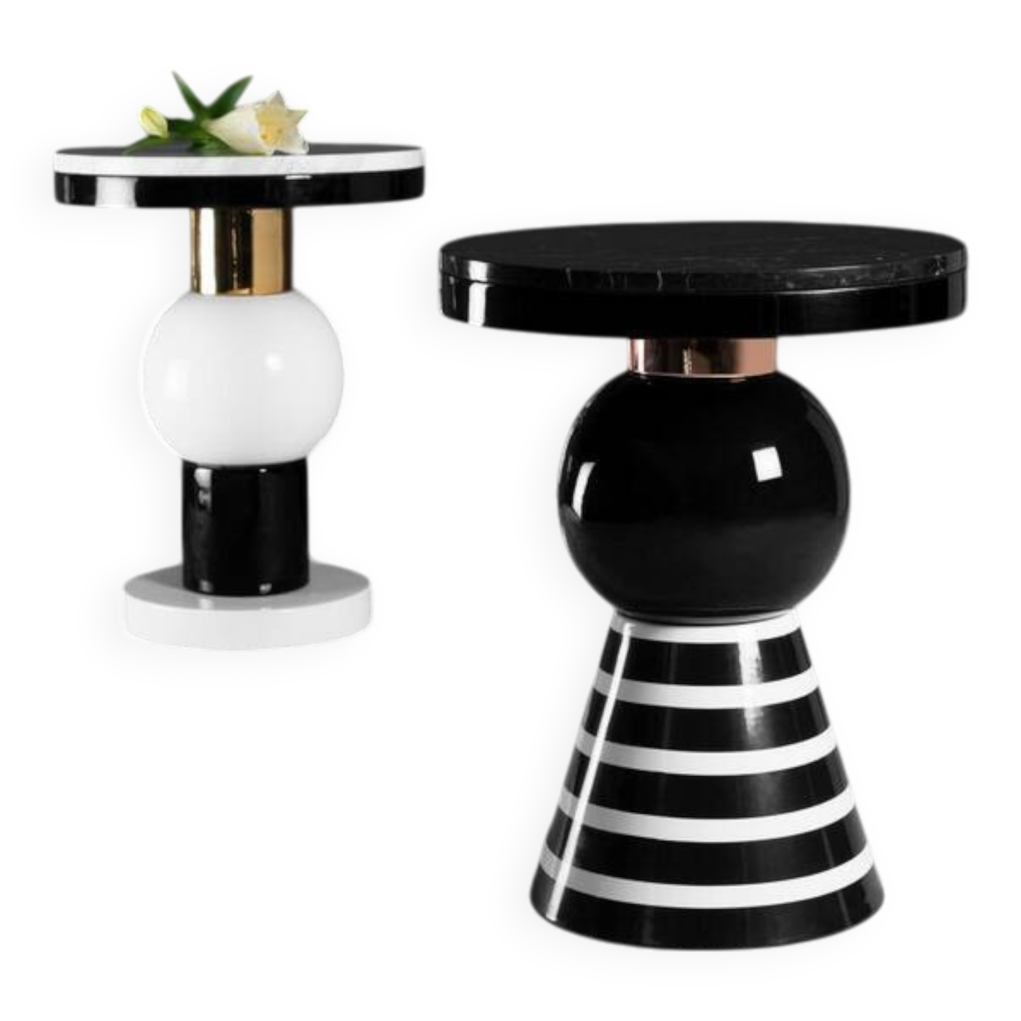 Casalto Havana Side Table – Handcrafted Ceramic, Marble & Copper Detail