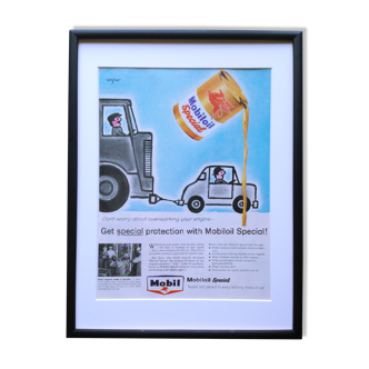 Framed vintage mobil ad print by Raymond Savignac, 1954