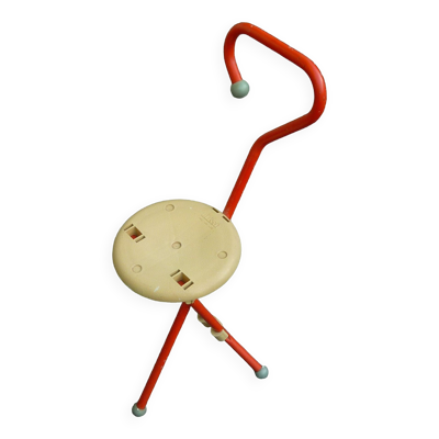 Tabouret canne / chaise pliante Ulisse, rouge, design Ivan Loss, italien vintage années 1980