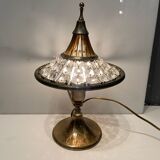 Lampes de table vintage en laiton cristal, années 1960, Ensemble de 2