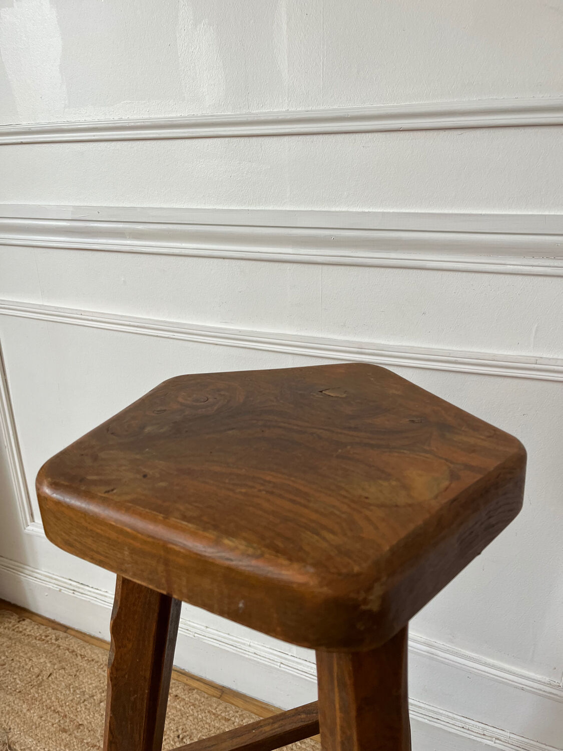 High stool in elm by Olavi Hanninen