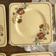 Square dessert plates and cake dish, Pexonne, 1940s-1950s