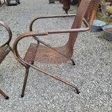 Pair of perforated metal armchairs by René Malaval 1950