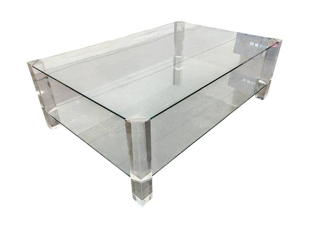 Table basse vintage en verre/acrylique « La Haye »