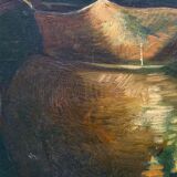 Oil on cardboard still life with pitcher and onions early twentieth century