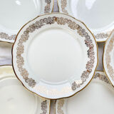 8 Flat plates porcelain white gilded CHAUVIGNY LIMOGES