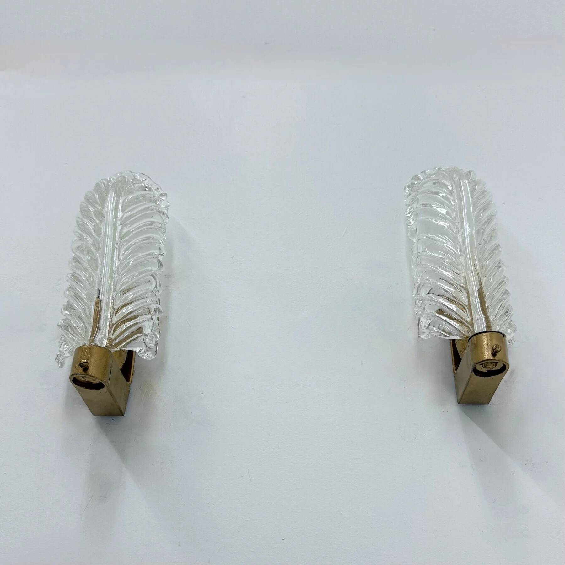 Set of 2 Barovier & Toso wall lamps sconce, 1950s Italy